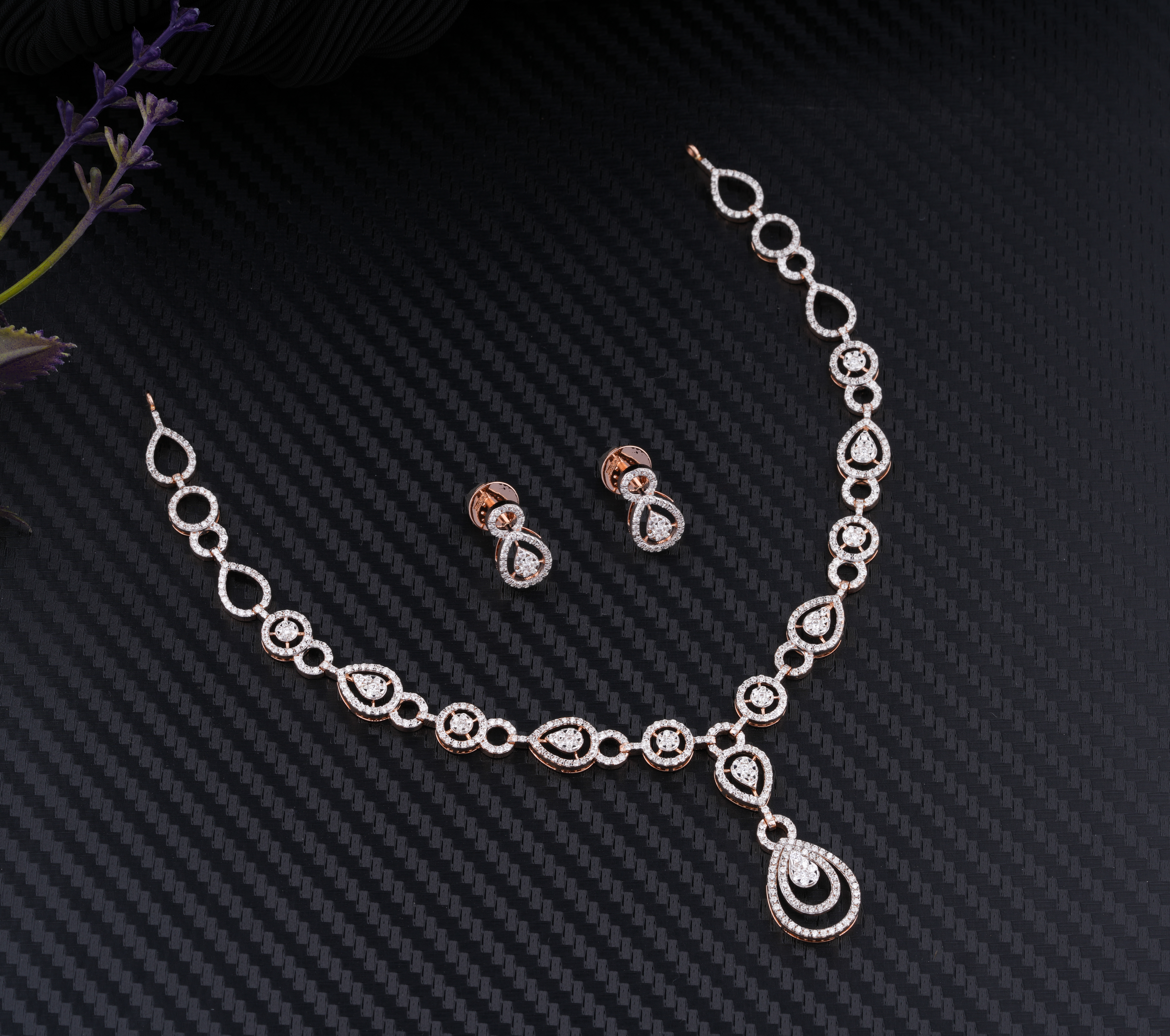 Rose Gold Diamond Infinity Necklace Set