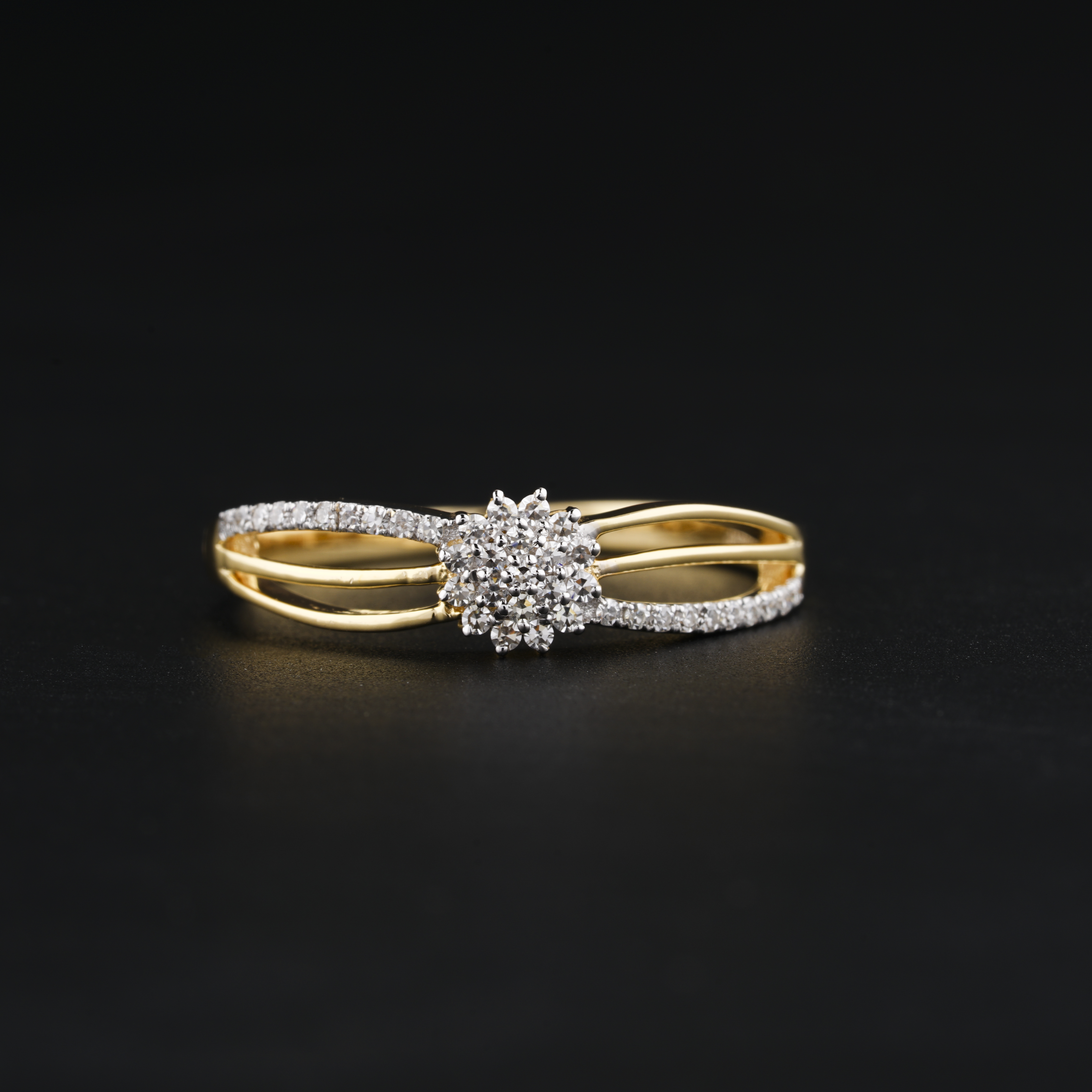 Yellow Gold Diamond Cluster Ring