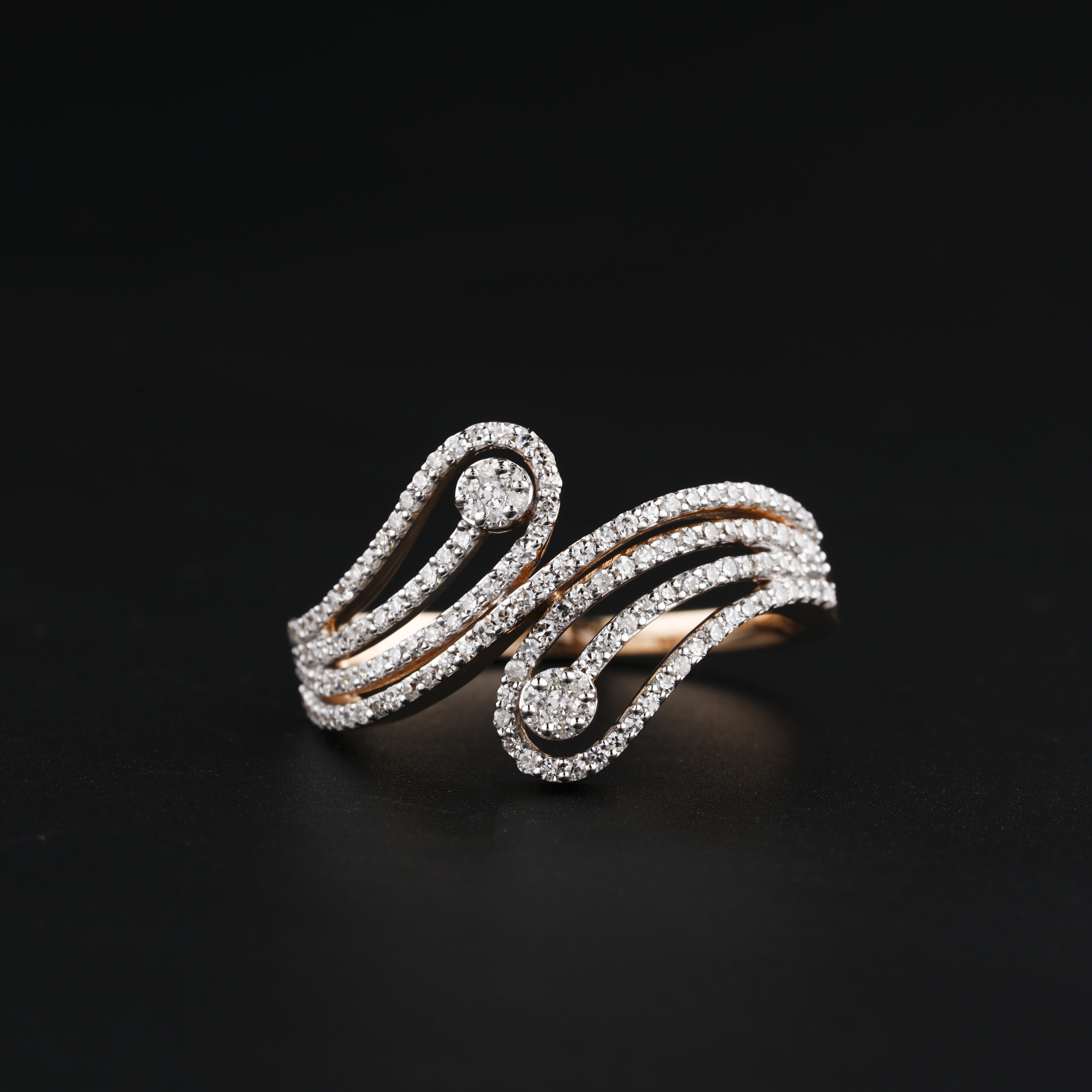 Rose Gold Diamond Wave Ring