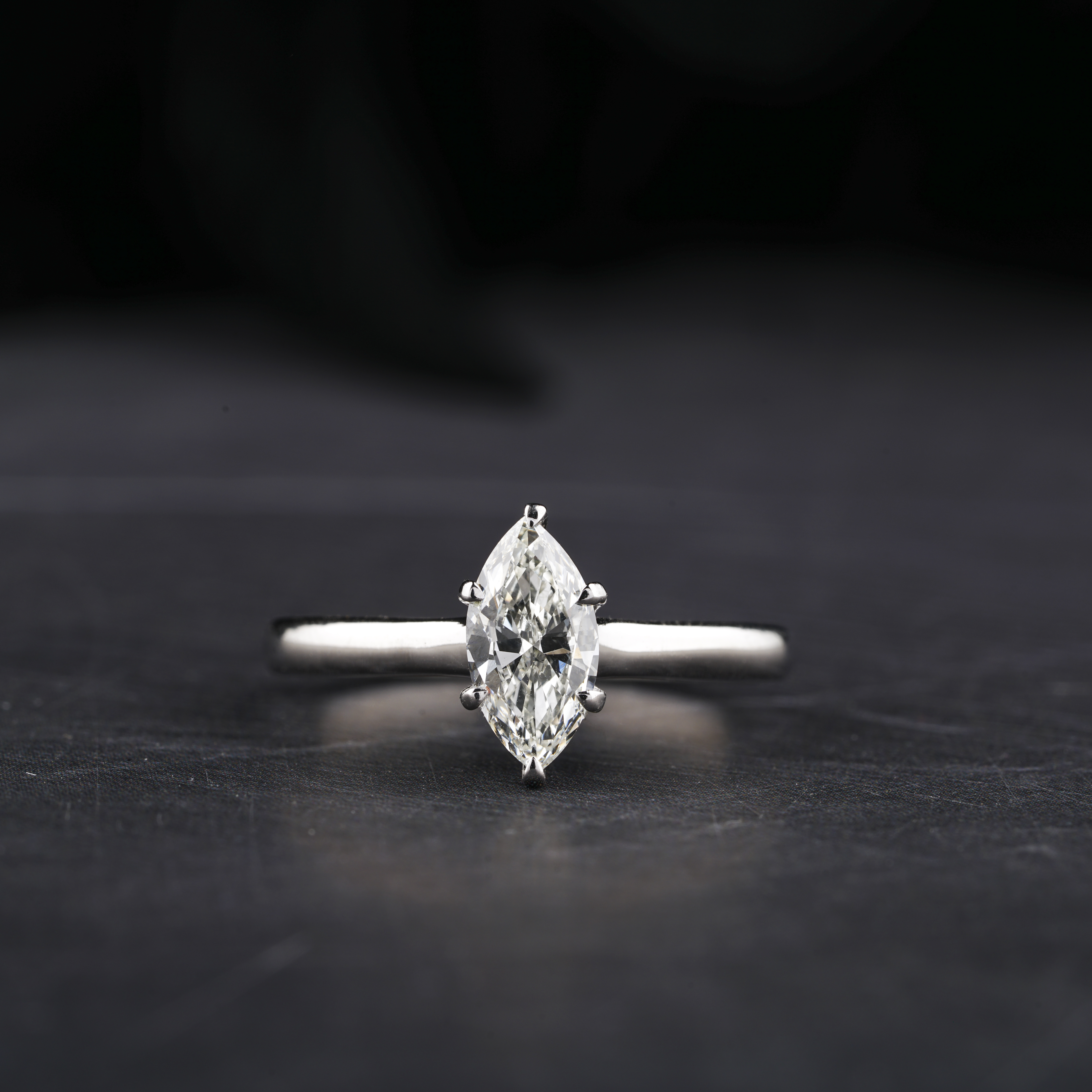 Marquise-Cut Solitaire Diamond Ring