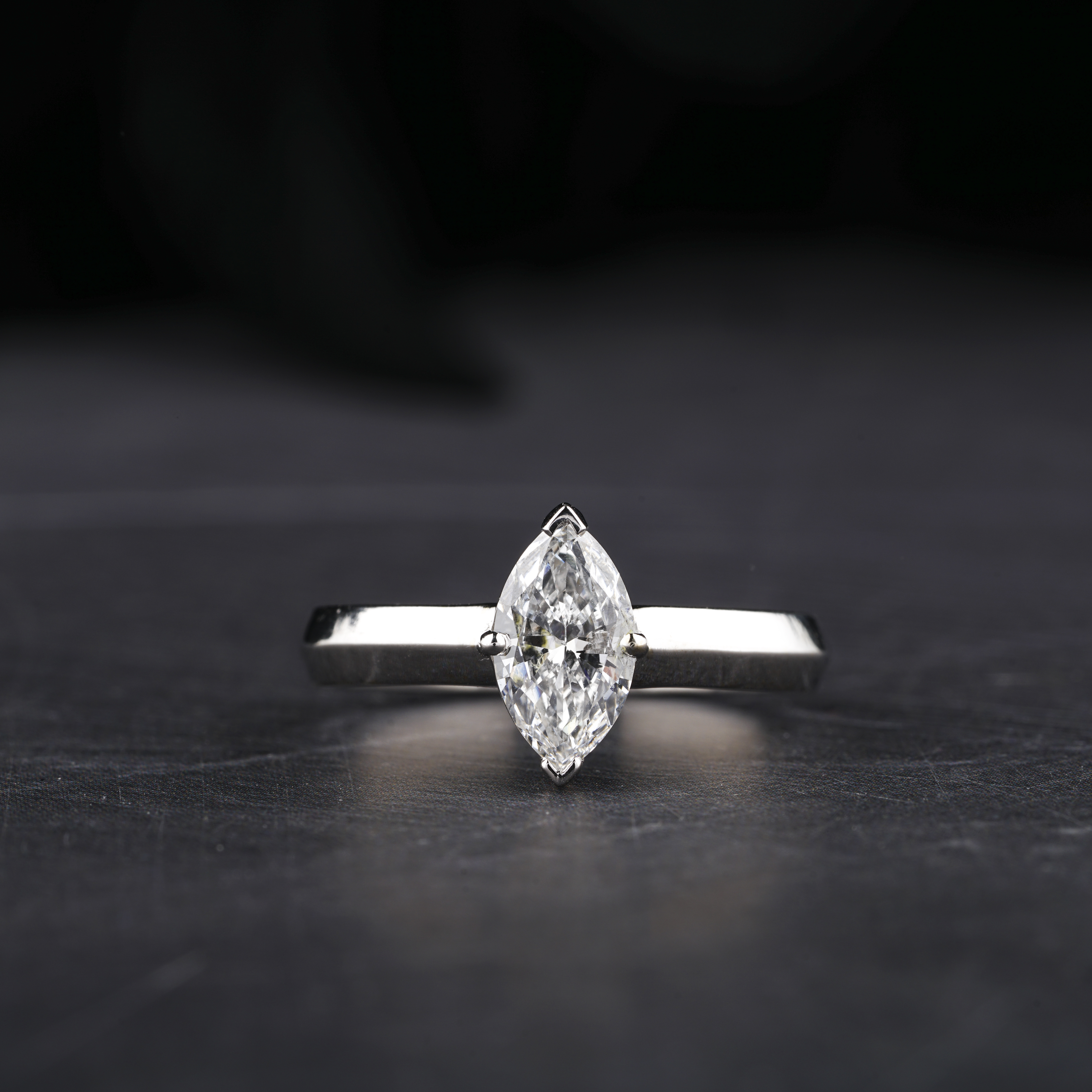 Marquise-Cut Solitaire Diamond Ring