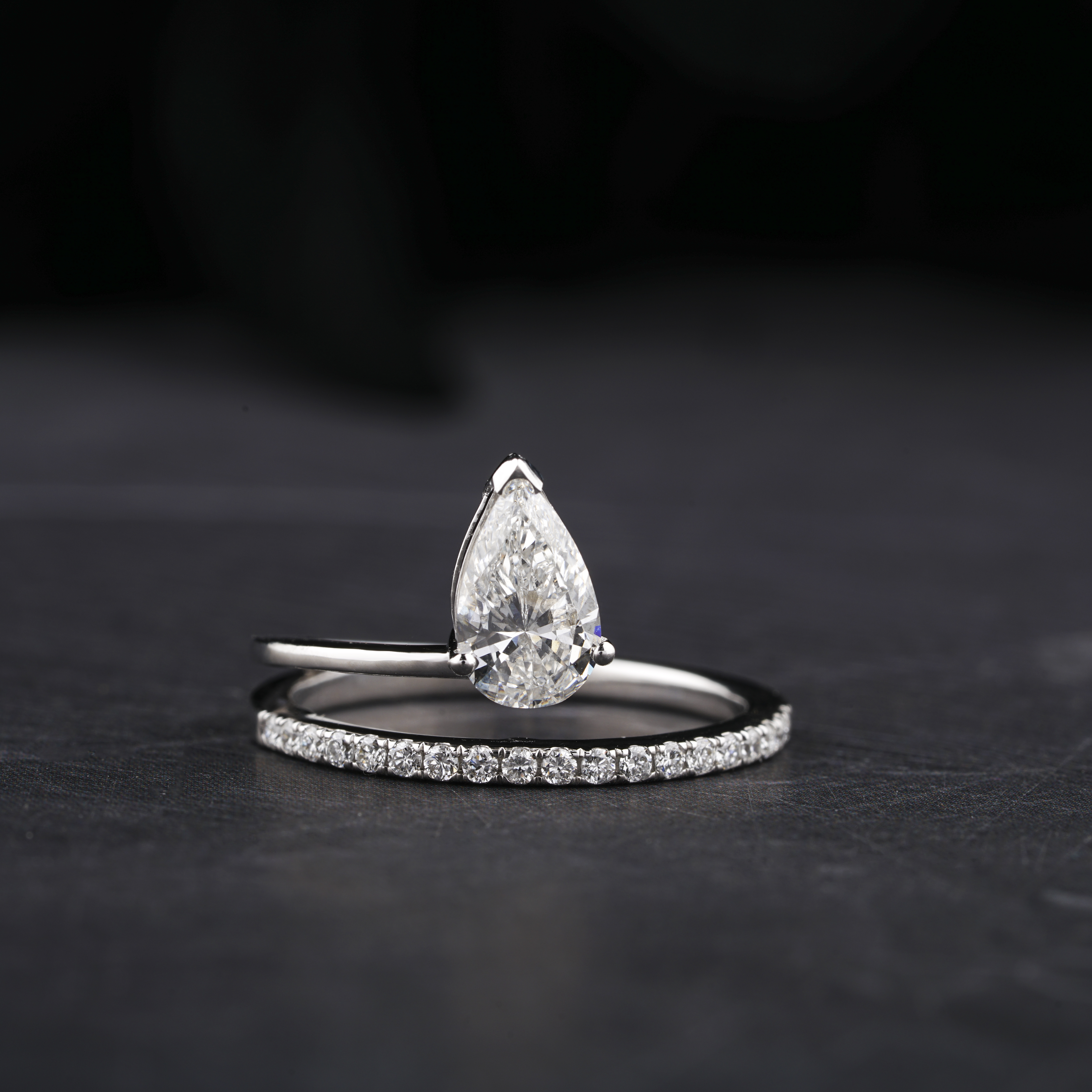 Pear-Cut Diamond Bridal Ring Set