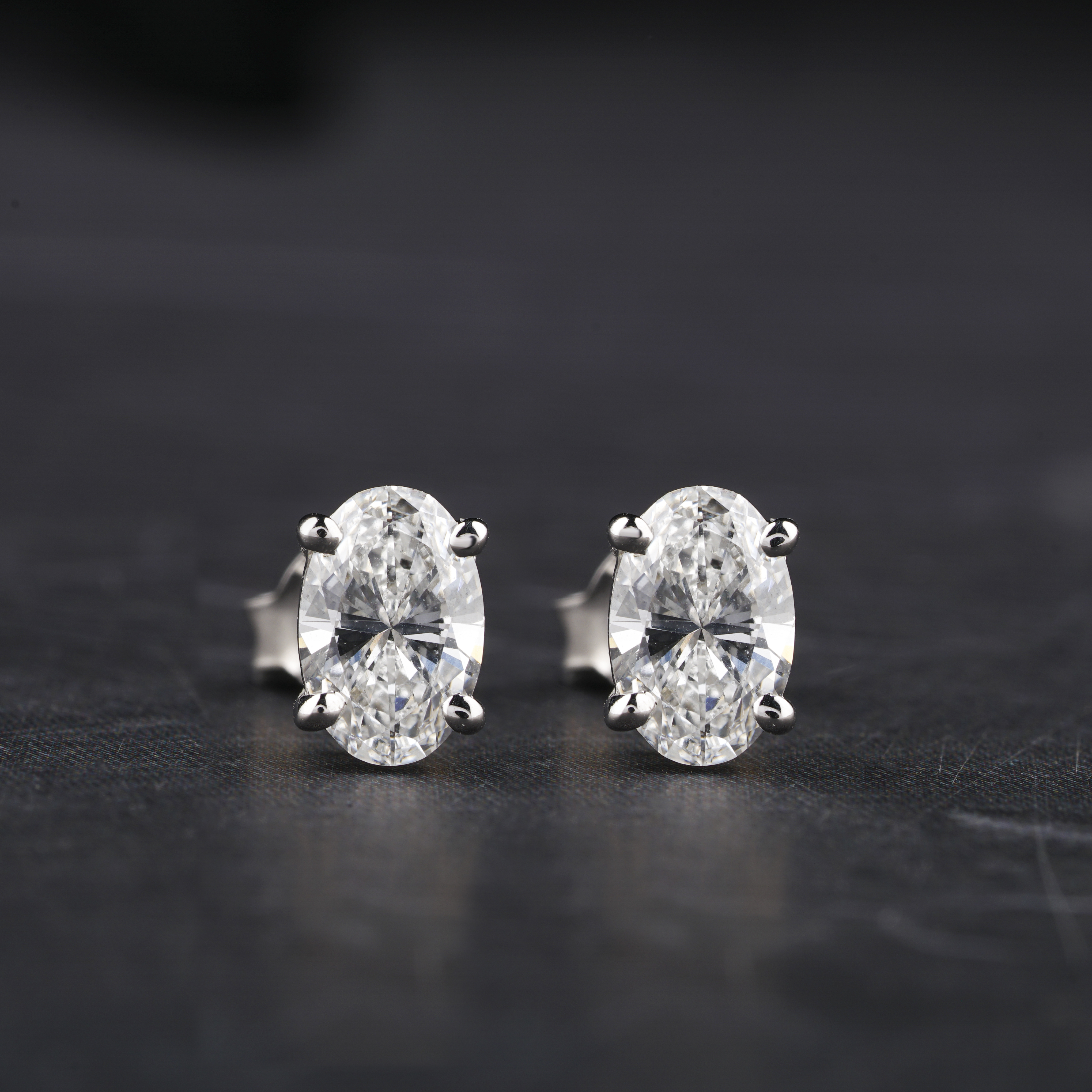 Oval-Cut Diamond Stud Earrings