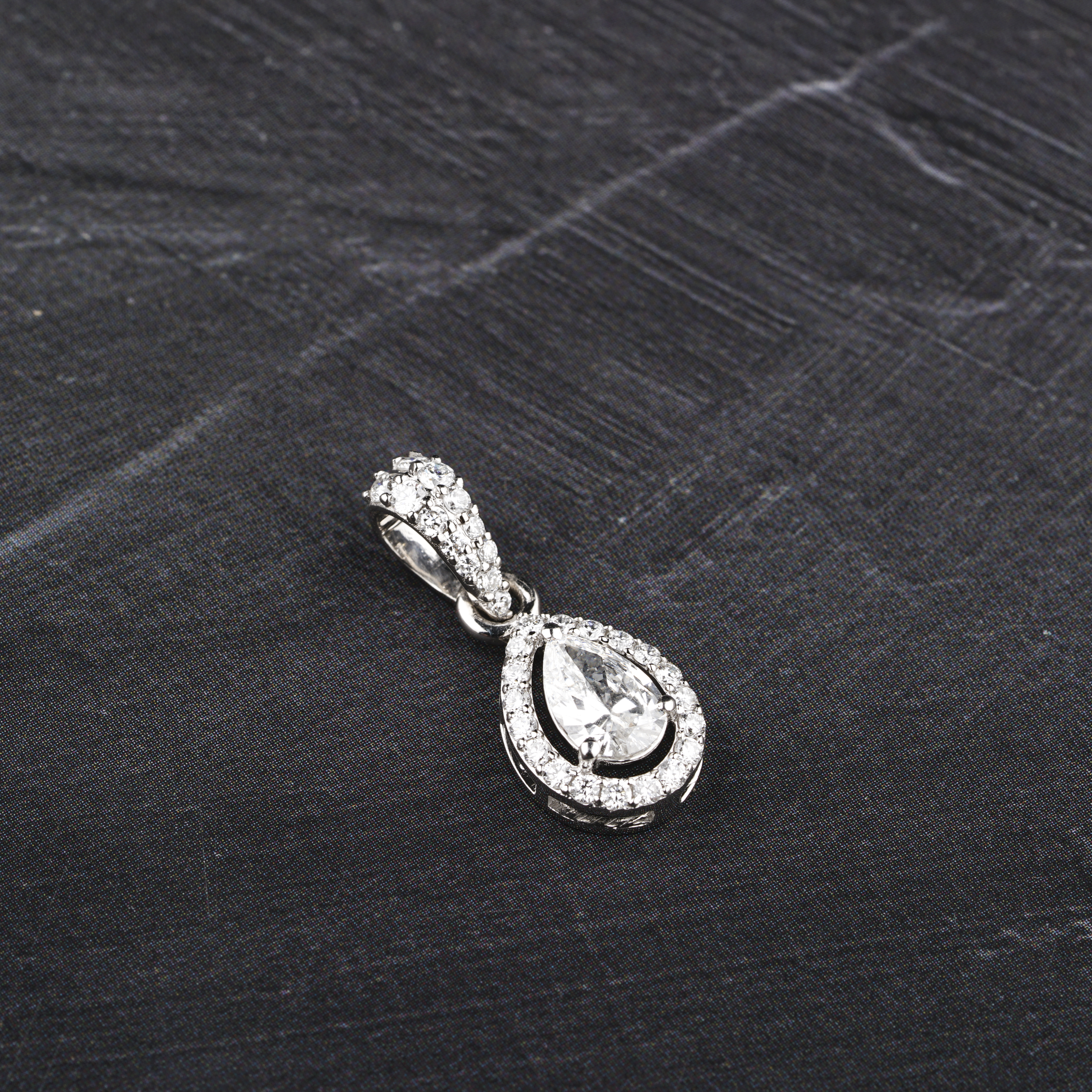 Pear-Shaped Halo Diamond Pendant